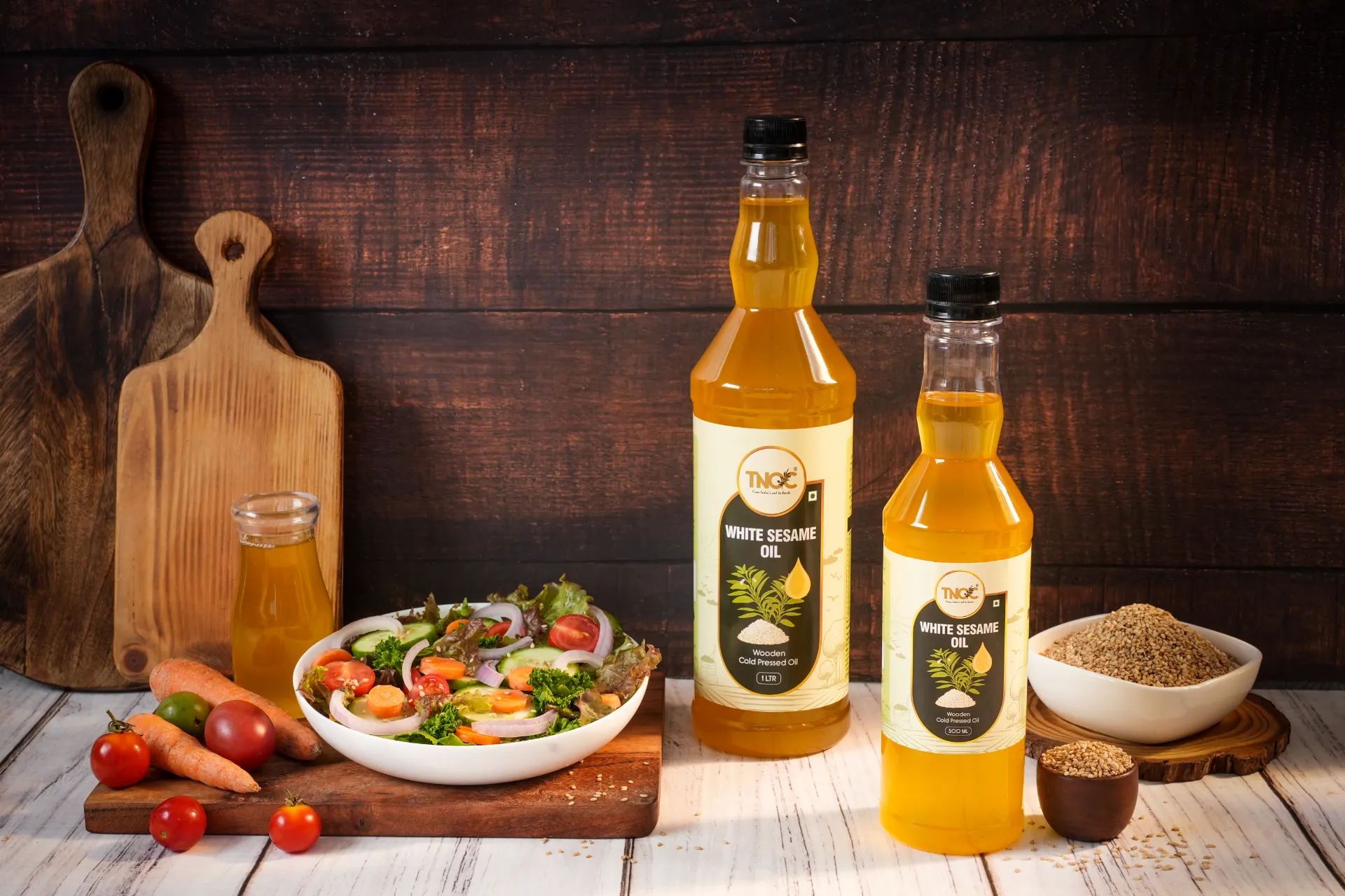 TNOC oils in a warm Indian kitchen food setting